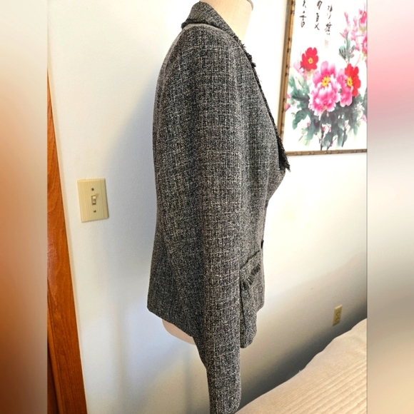 NORTON MCNAUGHTON BLACK & WHITE TWEED BLAZER. SIZE 14. - Picture 2 of 10